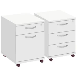 Commerce II White Low Mobile Pedestals