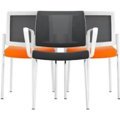 Pledge Kind Mesh Back White 4 Leg Conference Chair -Office Chair Sales 071898