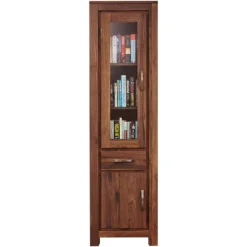 Fernhurst Solid Walnut Narrow Glazed Bookcase