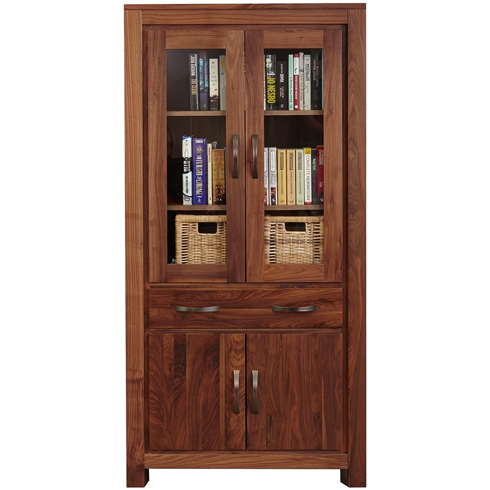Fernhurst Solid Walnut Large Glazed Bookcase 1 Fernhurst Solid Walnut Large Glazed Bookcase