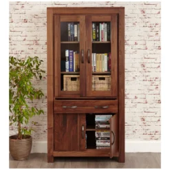 Fernhurst Solid Walnut Large Glazed Bookcase 7 Fernhurst Solid Walnut Large Glazed Bookcase -Office Chair Sales 073002