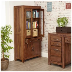 Fernhurst Solid Walnut Large Glazed Bookcase 8 Fernhurst Solid Walnut Large Glazed Bookcase -Office Chair Sales 073003