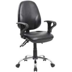 Comfort Ergo 3-Lever Leather Chrome Operator Chairs 8 Comfort Ergo 3-Lever Leather Chrome Operator Chairs -Office Chair Sales 089905