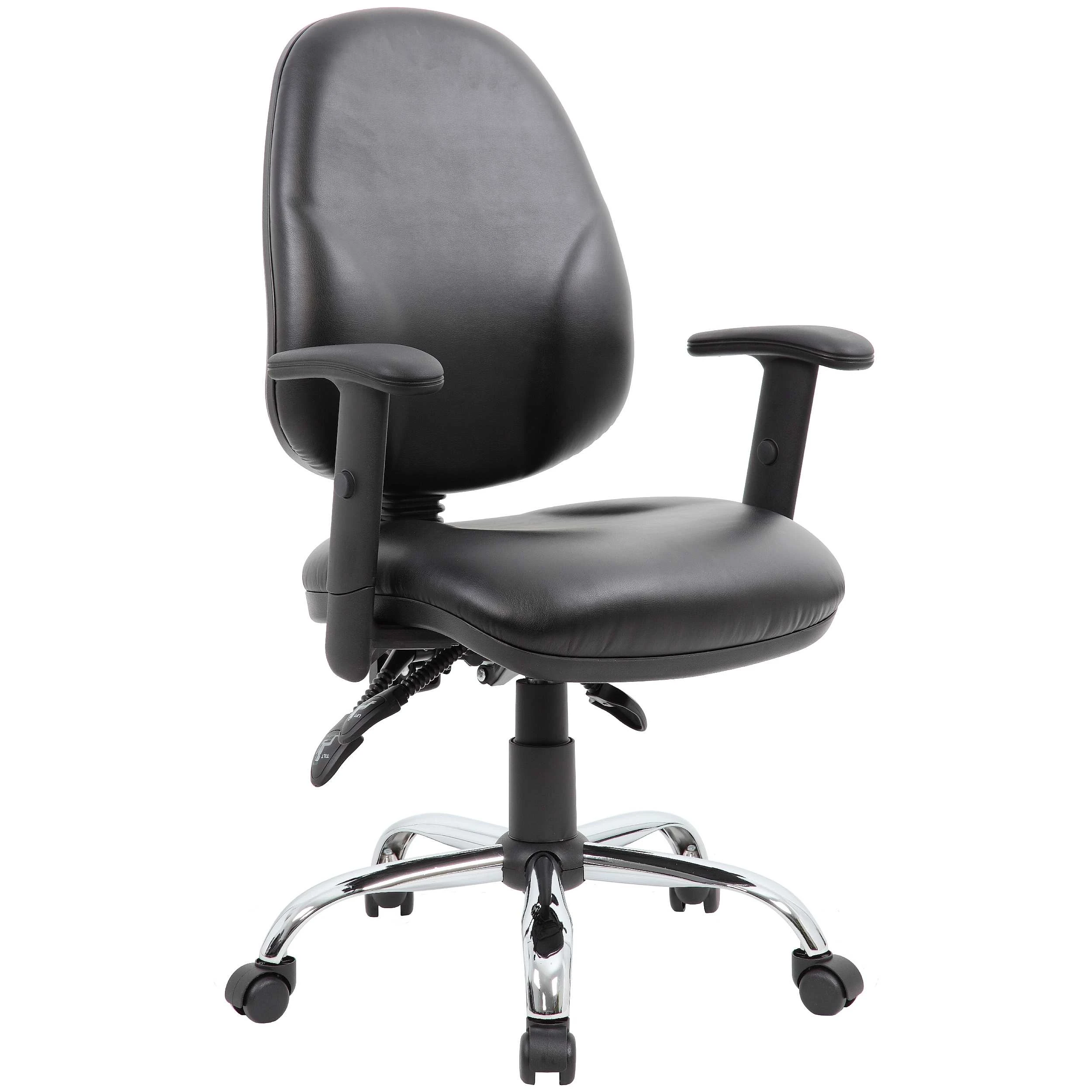 Comfort Ergo 3-Lever Leather Chrome Operator Chairs 4 Comfort Ergo 3-Lever Leather Chrome Operator Chairs - Image 4