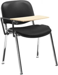 Swift Vinyl Conference Chair Chrome Frame With Wooden Writing Tablet (Pack Of 4 Chairs)